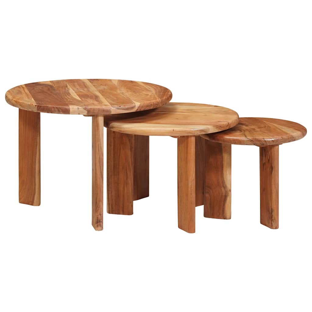 Tables basses gigognes 3 pcs Marron Bois d'Acacia Massif - XIOS