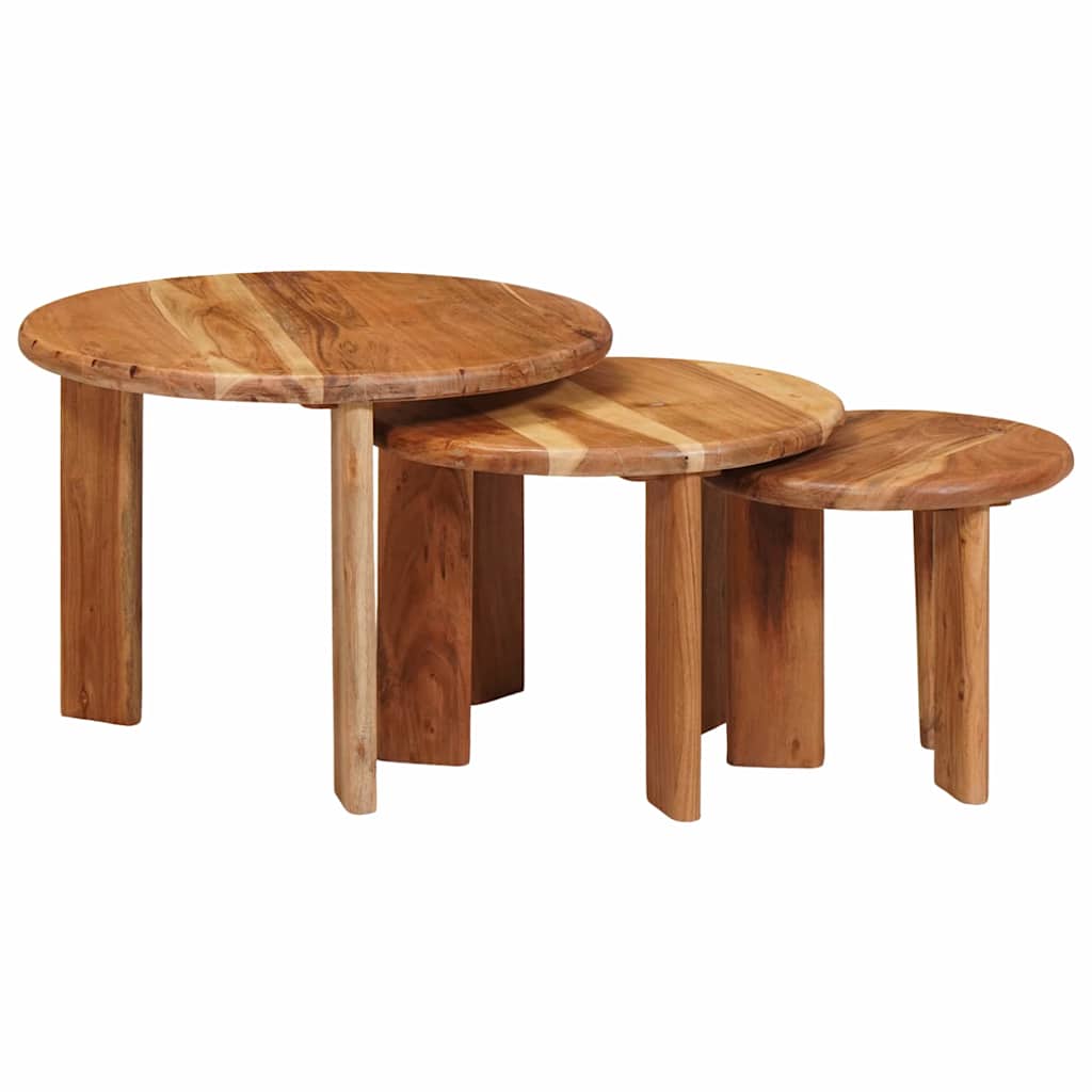 Tables basses gigognes 3 pcs Marron Bois d'Acacia Massif - XIOS