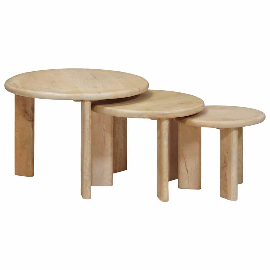 Tables basses gigognes 3 pcs Noir Bois de mangue massif - XIOS