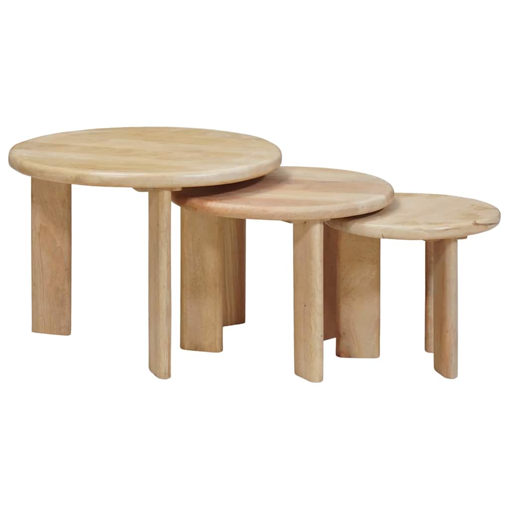 Tables basses gigognes 3 pcs Noir Bois de mangue massif - XIOS