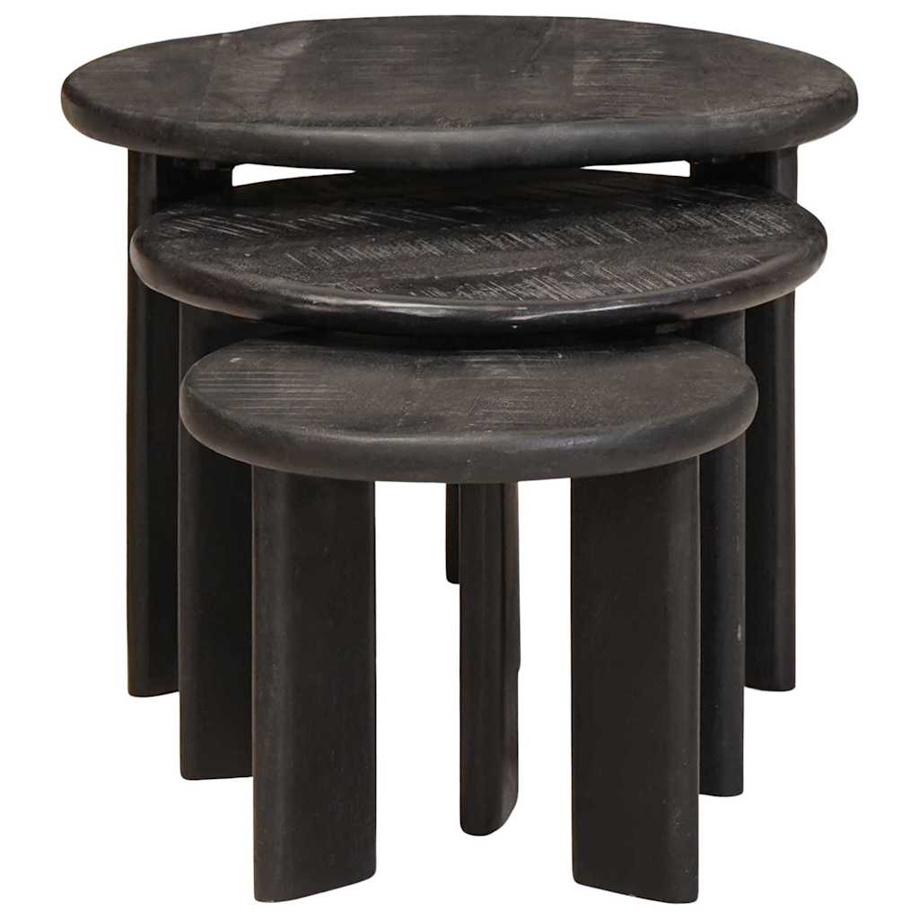 Tables basses gigognes 3 pcs Blanc Bois de mangue massif - XIOS