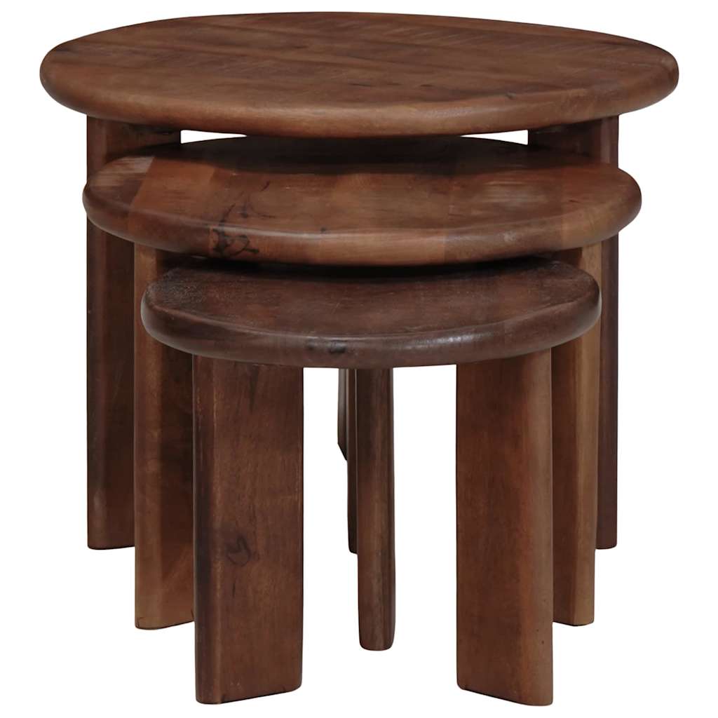 Tables basses gigognes 3 pcs Marron foncé Bois de mangue massif - XIOS