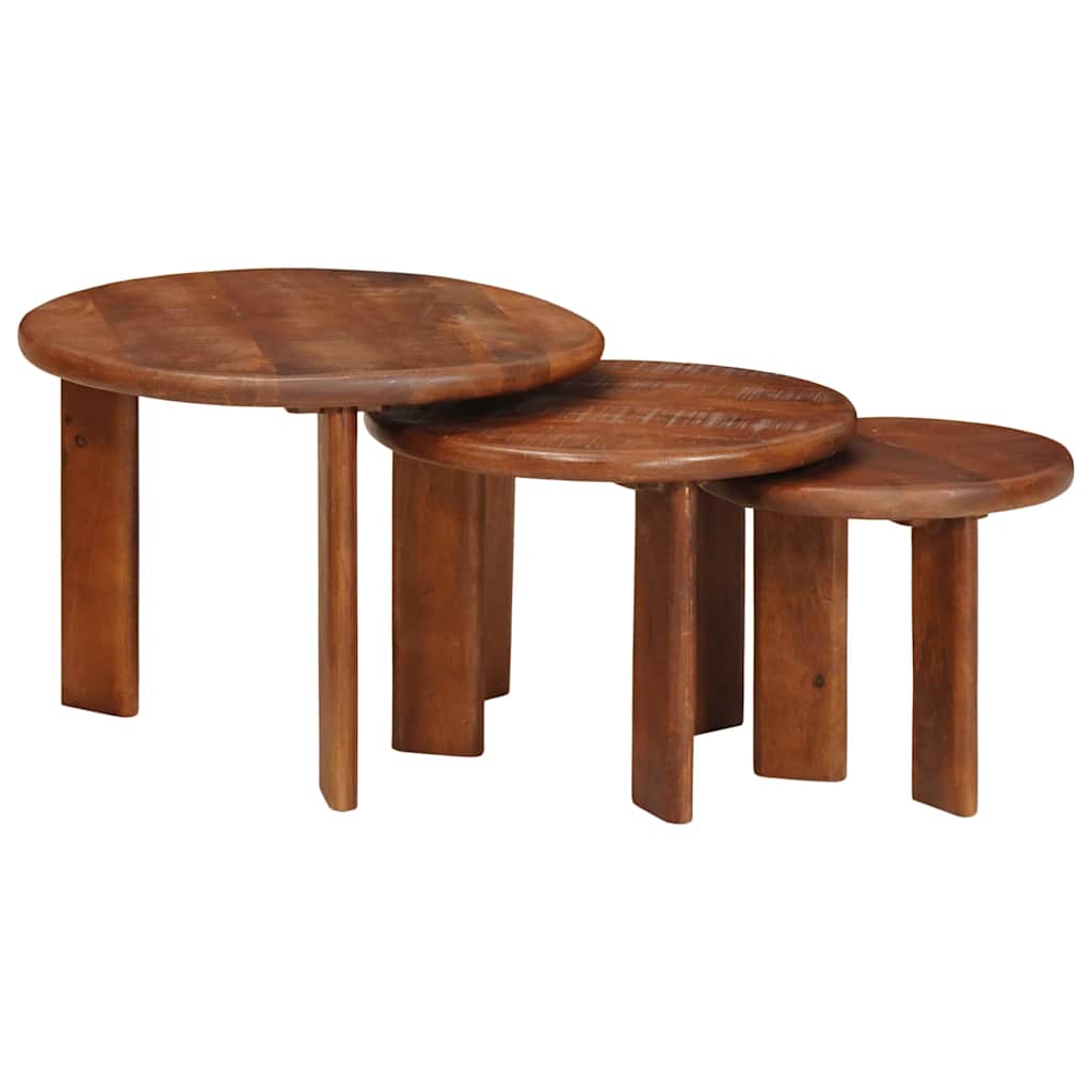 Tables basses gigognes 3 pcs Marron miel Bois de mangue massif - XIOS