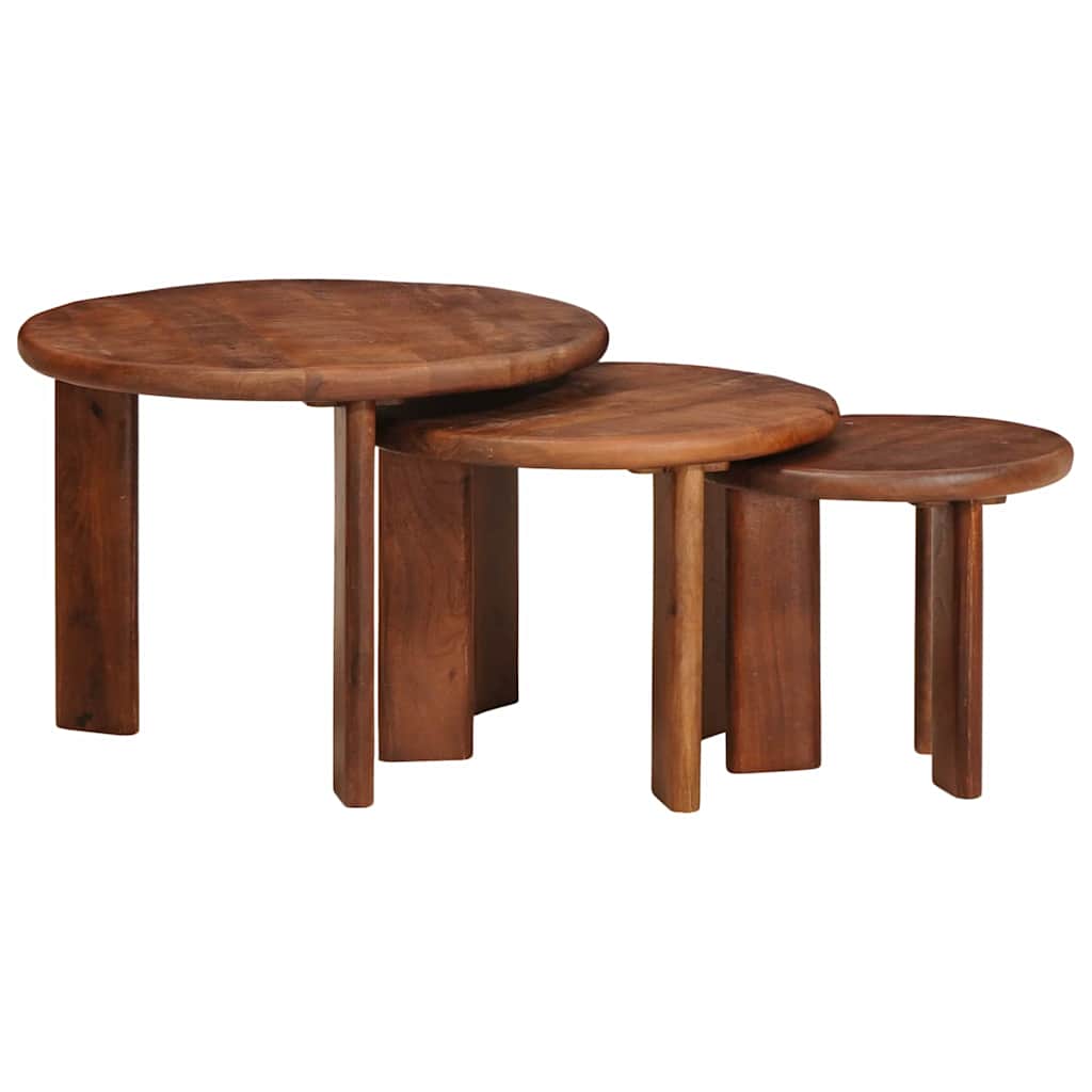 Tables basses gigognes 3 pcs Marron miel Bois de mangue massif - XIOS