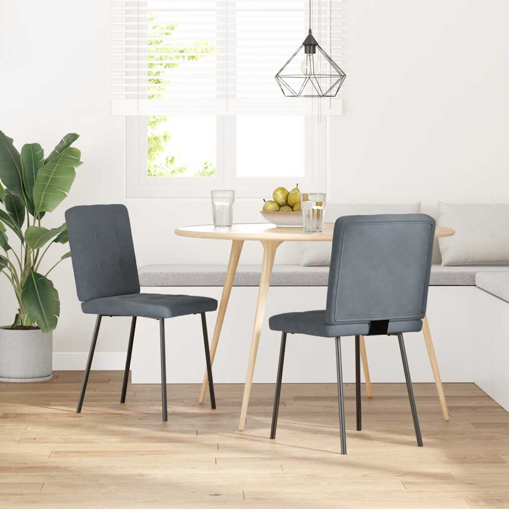 Chaises à manger lot de 2 Gris foncé Velours - XIOS