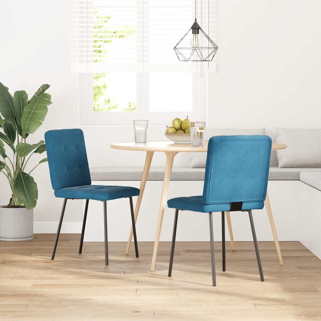 Chaises à manger lot de 2 Bleu Velours - XIOS