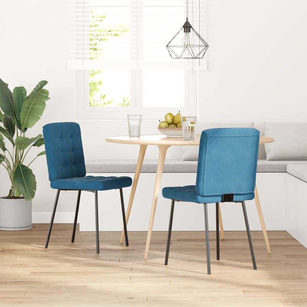 Chaises à manger lot de 2 Bleu Velours - XIOS
