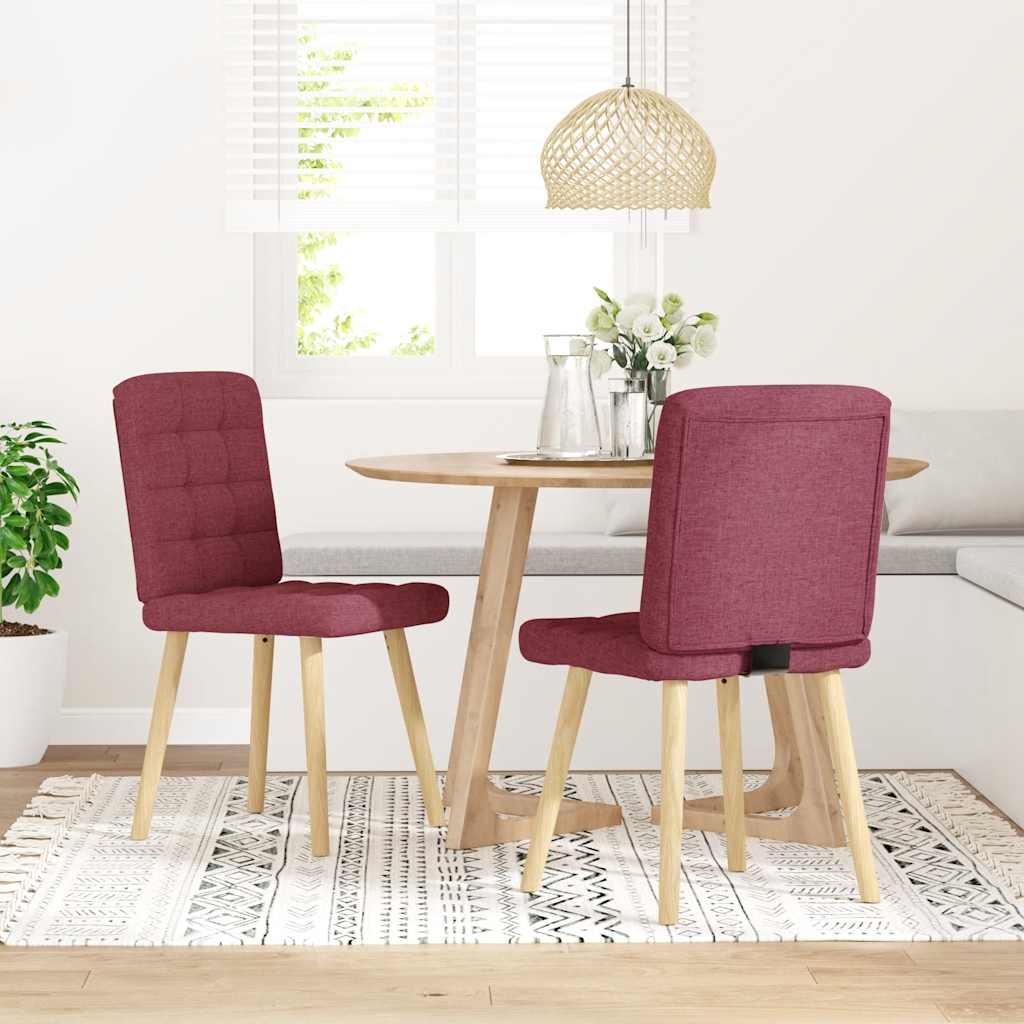Chaises à manger lot de 2 rouge bordeaux tissu - XIOS