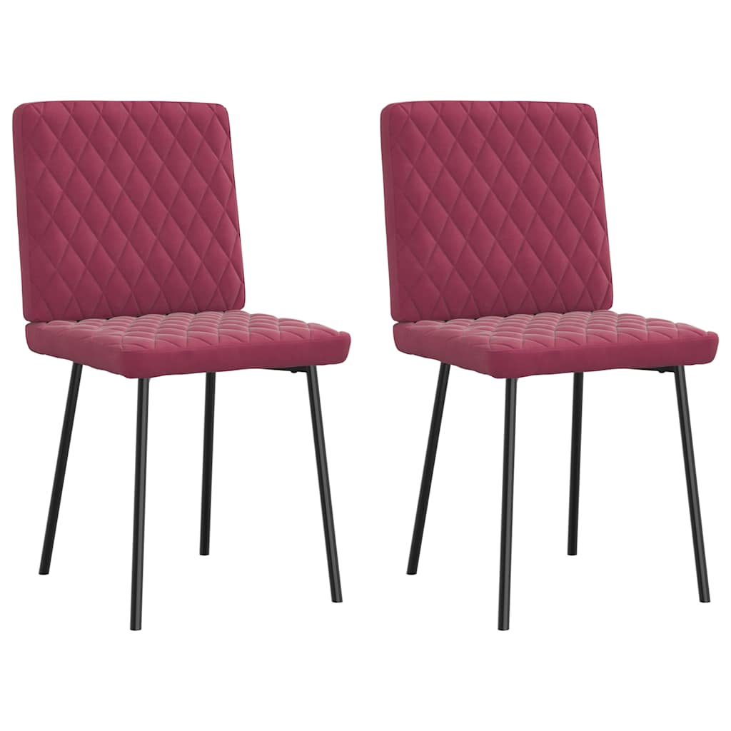 Chaises à manger lot de 2 Rouge bordeaux Velours Chaises de cuisine vidaXL