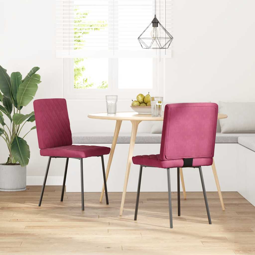 Chaises à manger lot de 2 Rouge bordeaux Velours Chaises de cuisine vidaXL