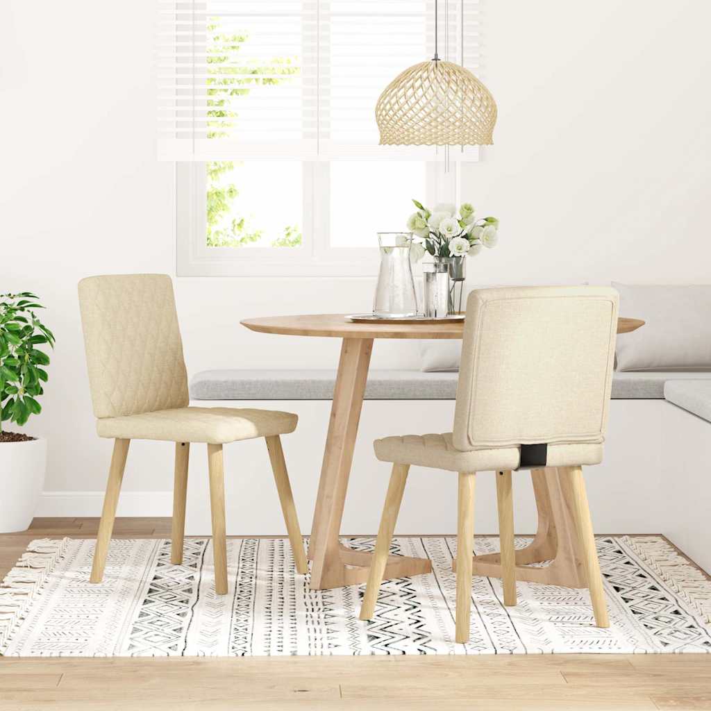 Chaises à manger lot de 2 crème tissu