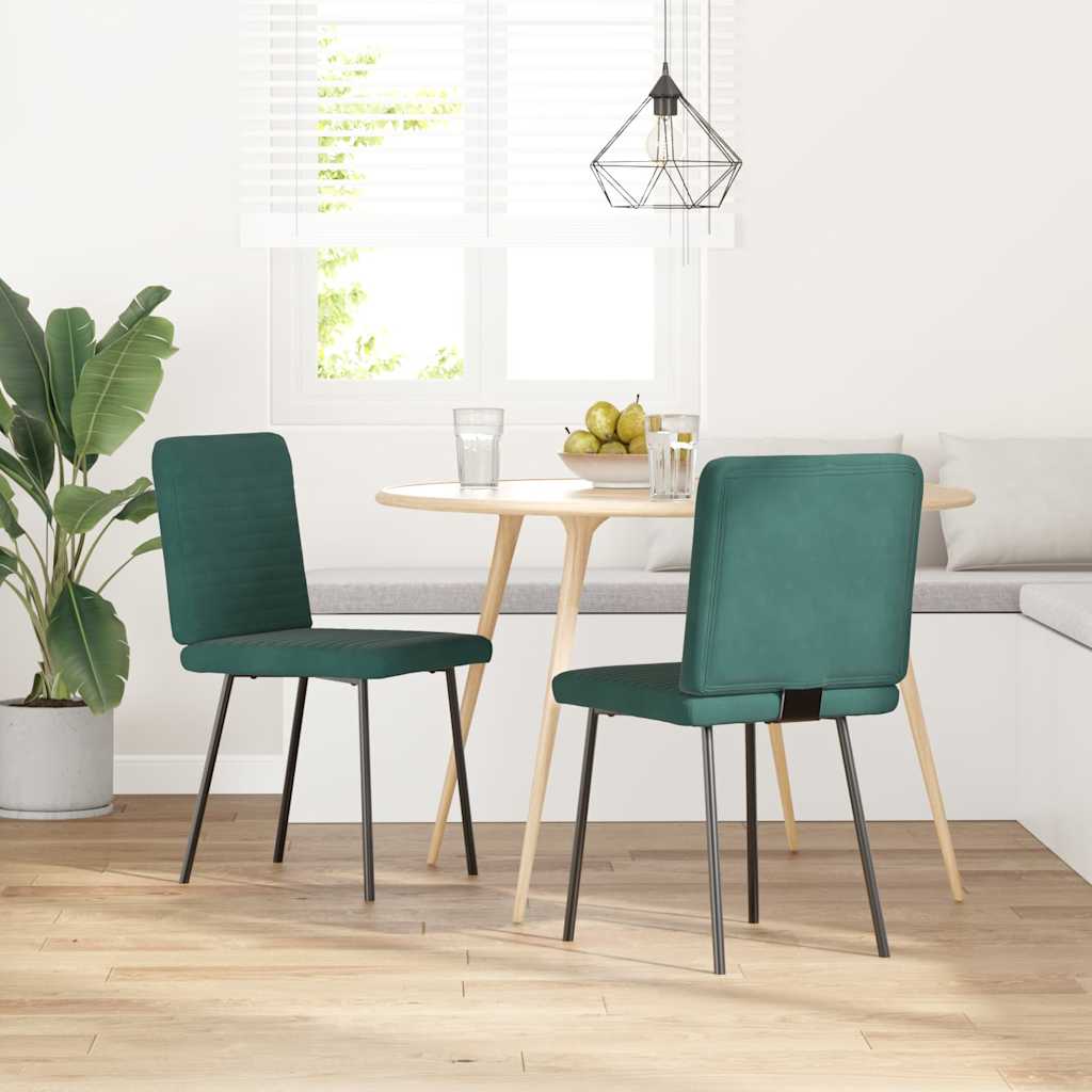 Chaises à manger lot de 2 Vert foncé Velours - XIOS
