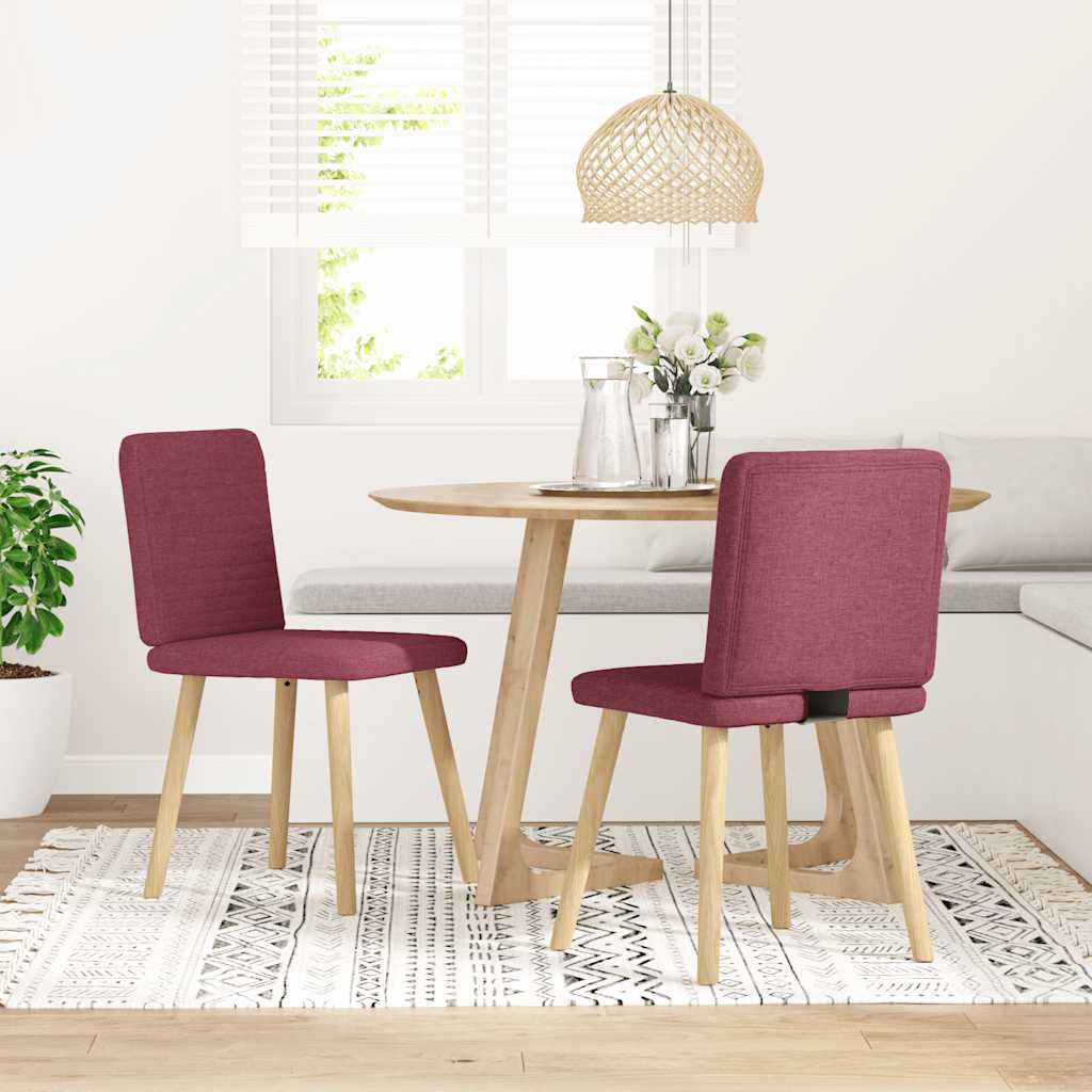 Chaises à manger lot de 2 rouge bordeaux tissu - XIOS