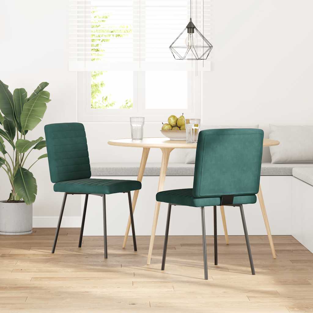 Chaises à manger lot de 2 Vert foncé Velours - XIOS