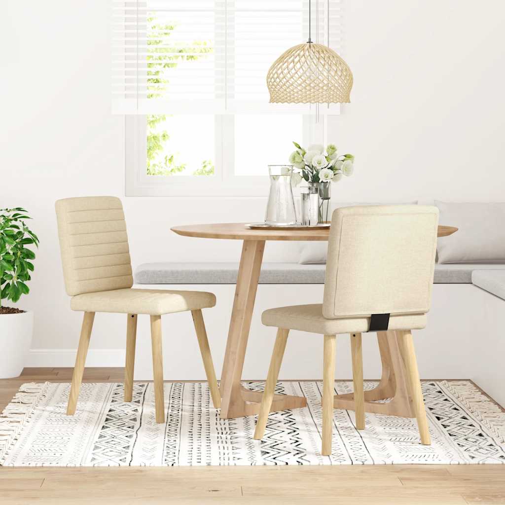 Chaises à manger lot de 2 crème tissu