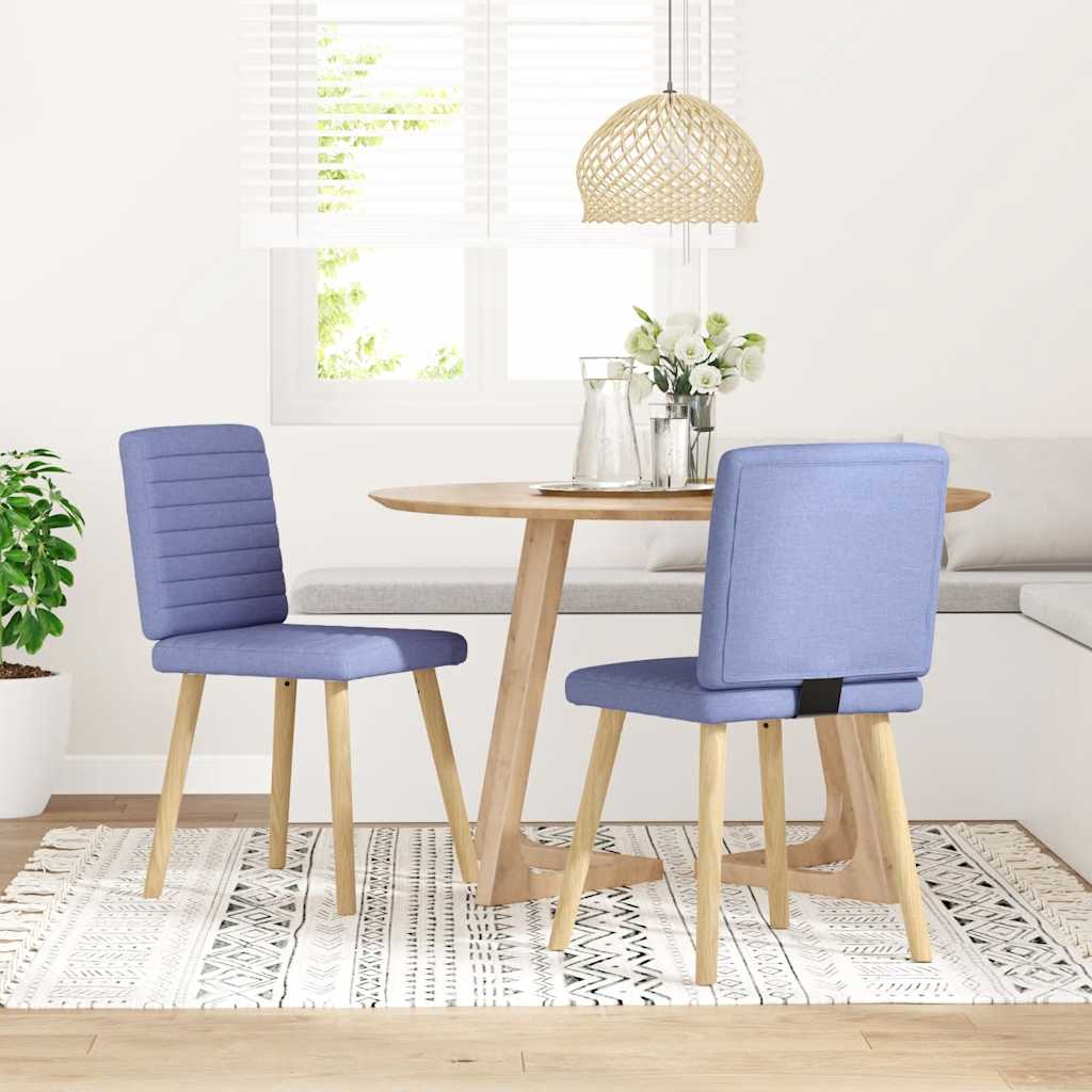 Chaises à manger lot de 2 bleu jean tissu