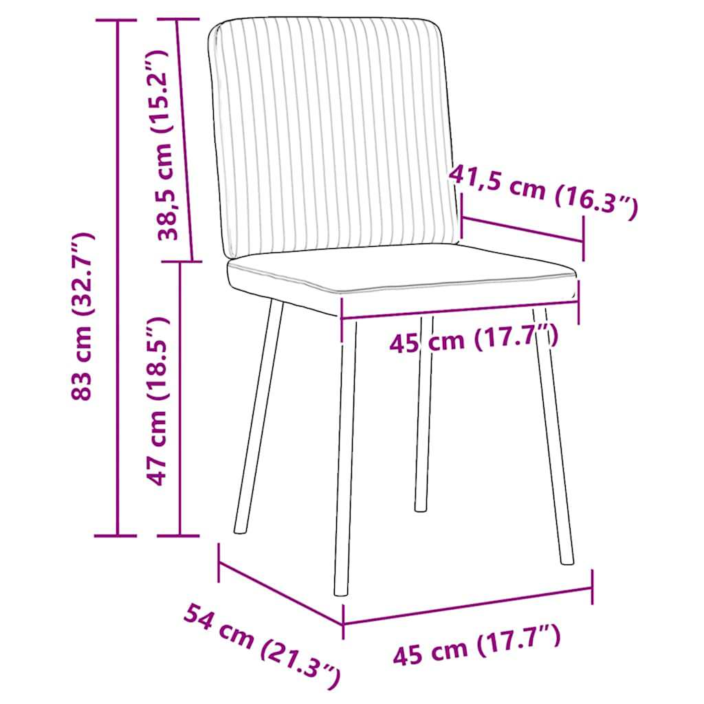 Chaises à manger lot de 2 Crème Velours - XIOS