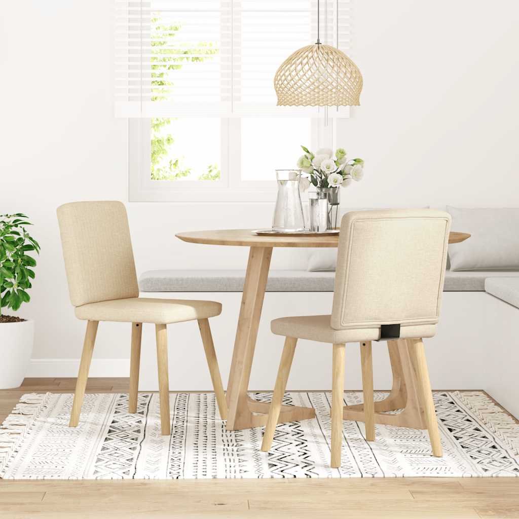 Chaises à manger lot de 2 crème tissu