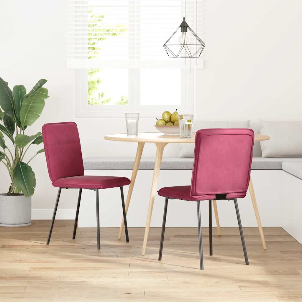 Chaises à manger lot de 2 Rouge bordeaux Velours - XIOS