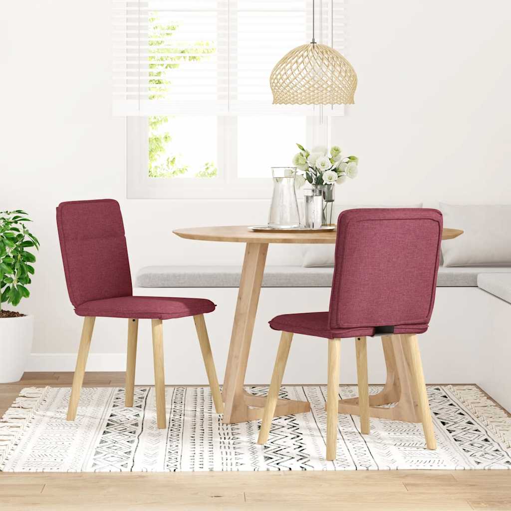 Chaises à manger lot de 2 rouge bordeaux tissu - XIOS