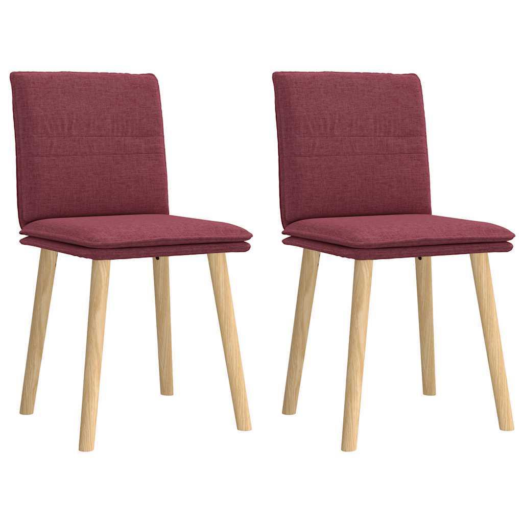 Chaises à manger lot de 2 rouge bordeaux tissu