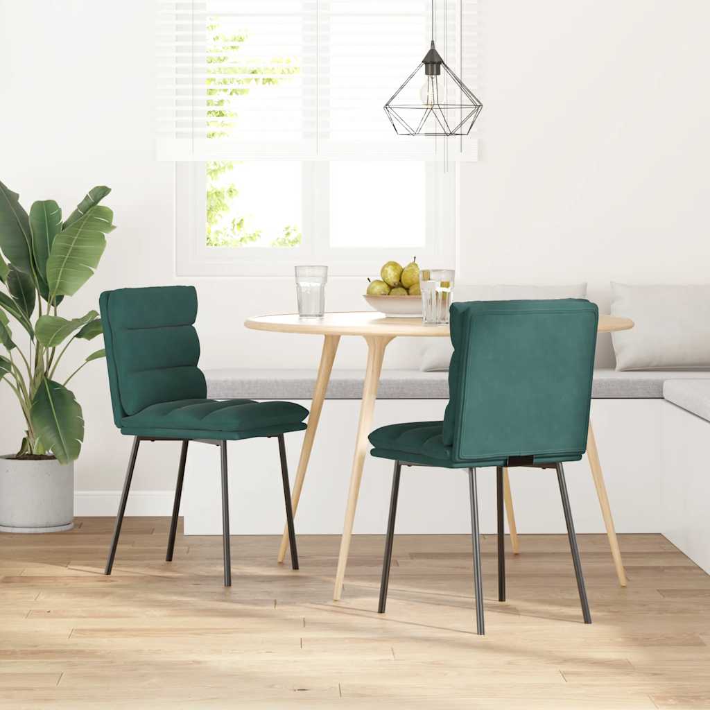 Chaises à manger lot de 2 Vert foncé Velours - XIOS