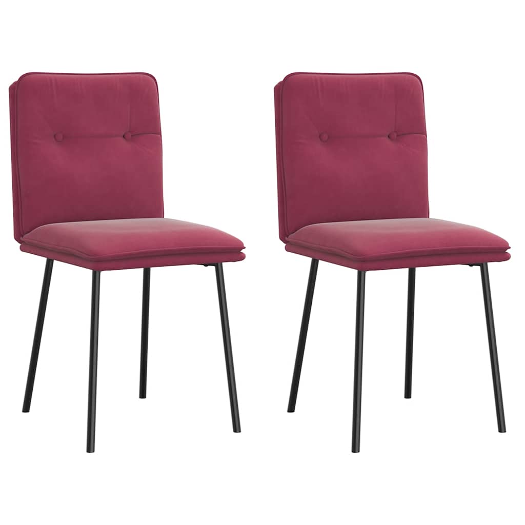Chaises à manger lot de 2 Rouge bordeaux Velours - XIOS