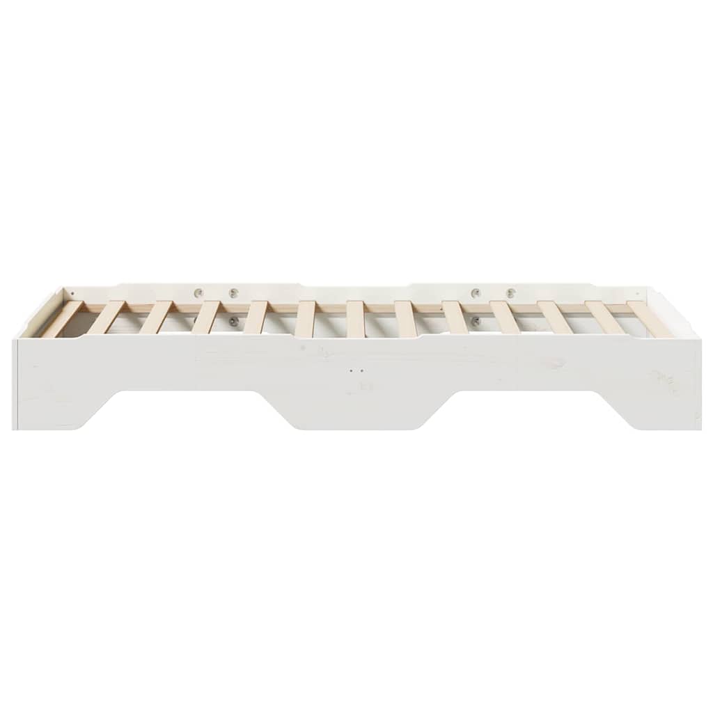 Cadre de lit sans matelas empilable blanc 100x200cm bois massif - XIOS