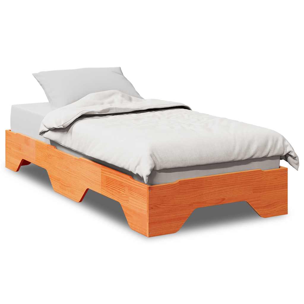 Cadre de lit sans matelas empilable cire marron 90x190 cm - XIOS