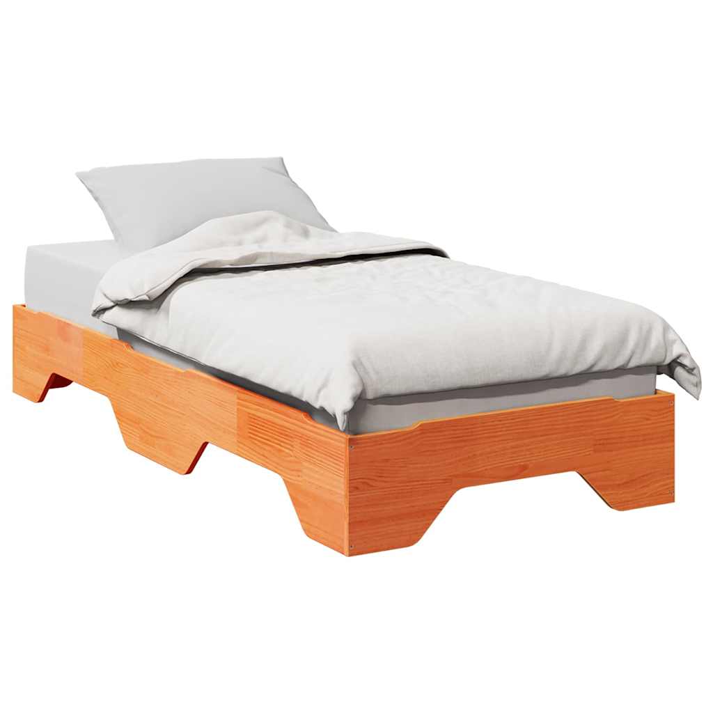 Cadre de lit sans matelas empilable cire marron 90x190 cm - XIOS