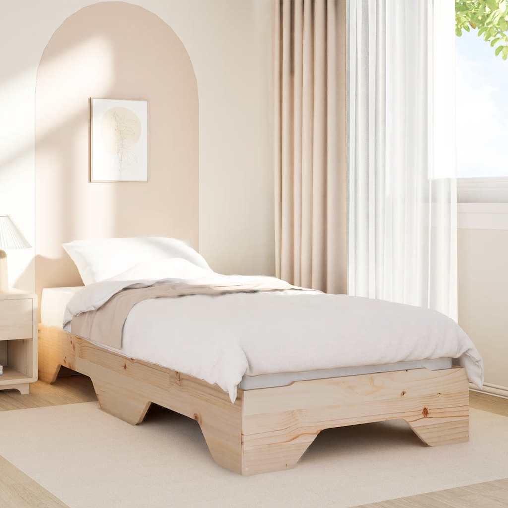 Cadre de lit sans matelas empilable 75x190 cm bois massif - XIOS