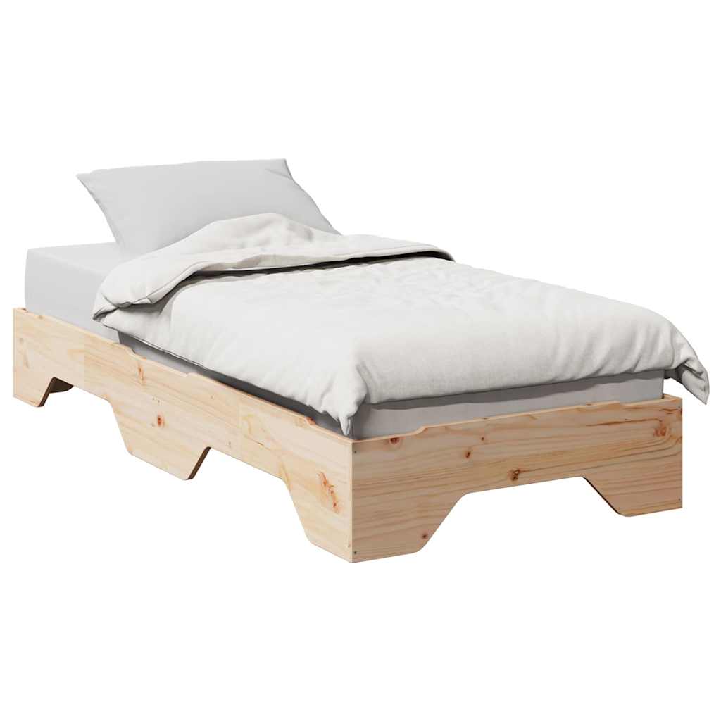 Cadre de lit sans matelas empilable 75x190 cm bois massif - XIOS