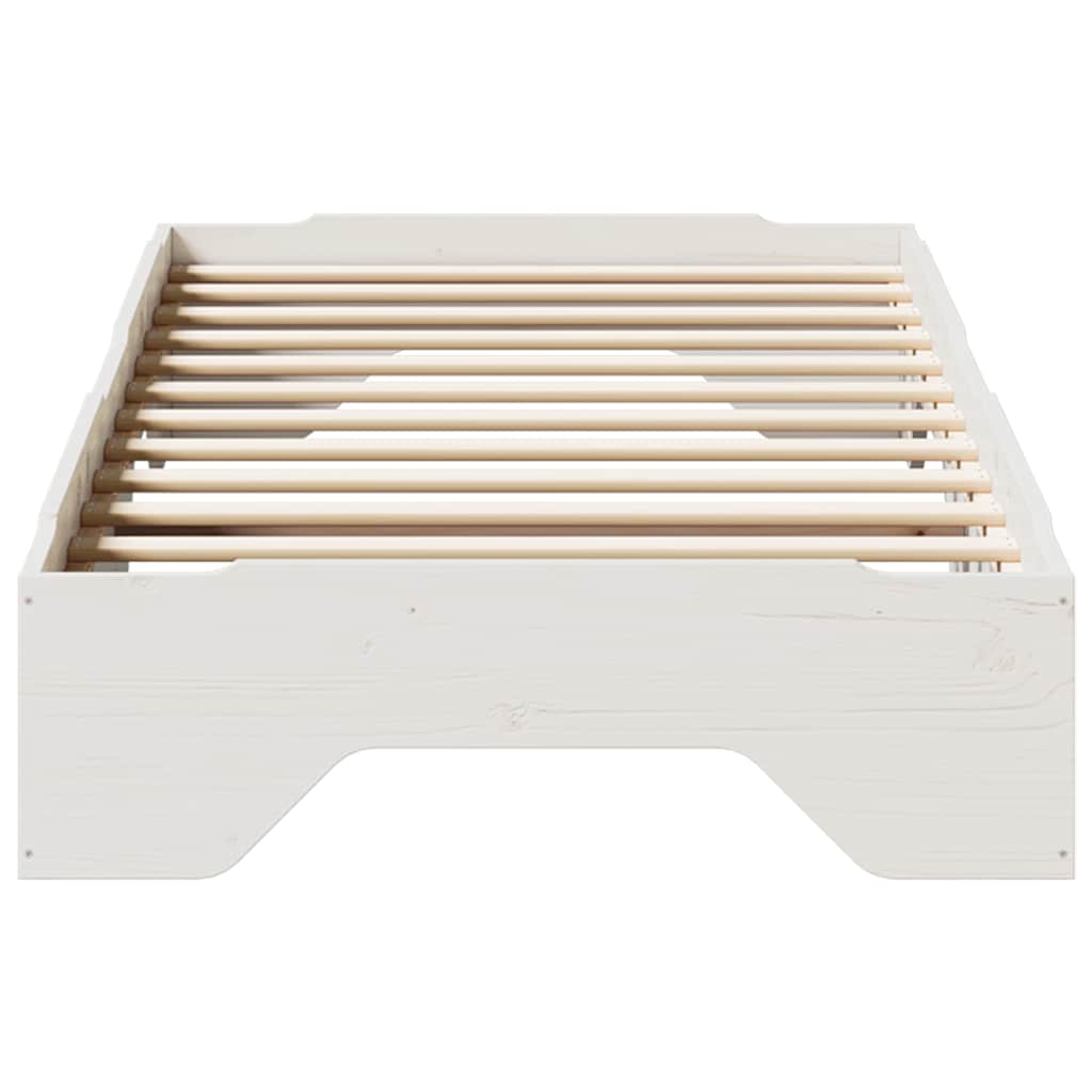 Cadre de lit sans matelas empilable blanc 75x190 cm bois massif - XIOS