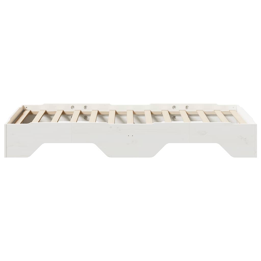 Cadre de lit sans matelas empilable blanc 75x190 cm bois massif - XIOS
