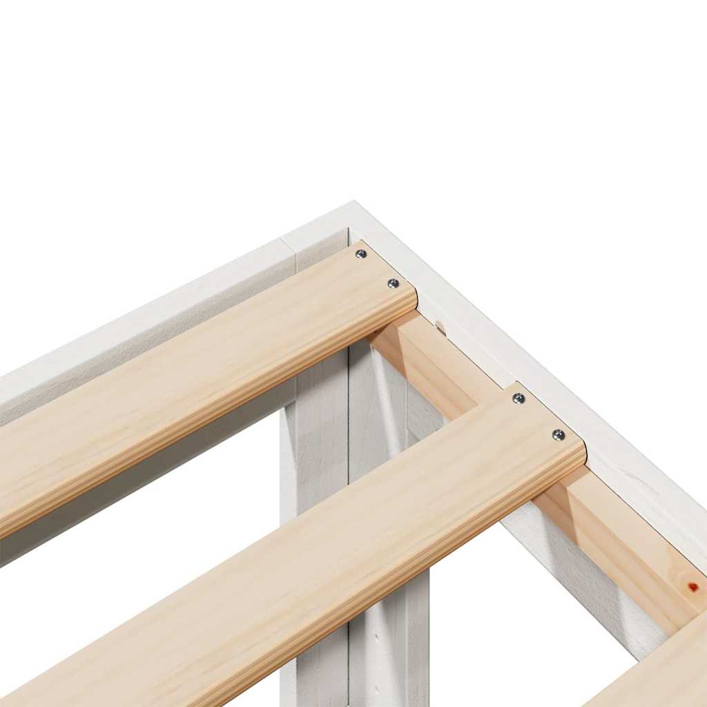Cadre de lit sans matelas blanc 160x200 cm bois de pin massif - XIOS