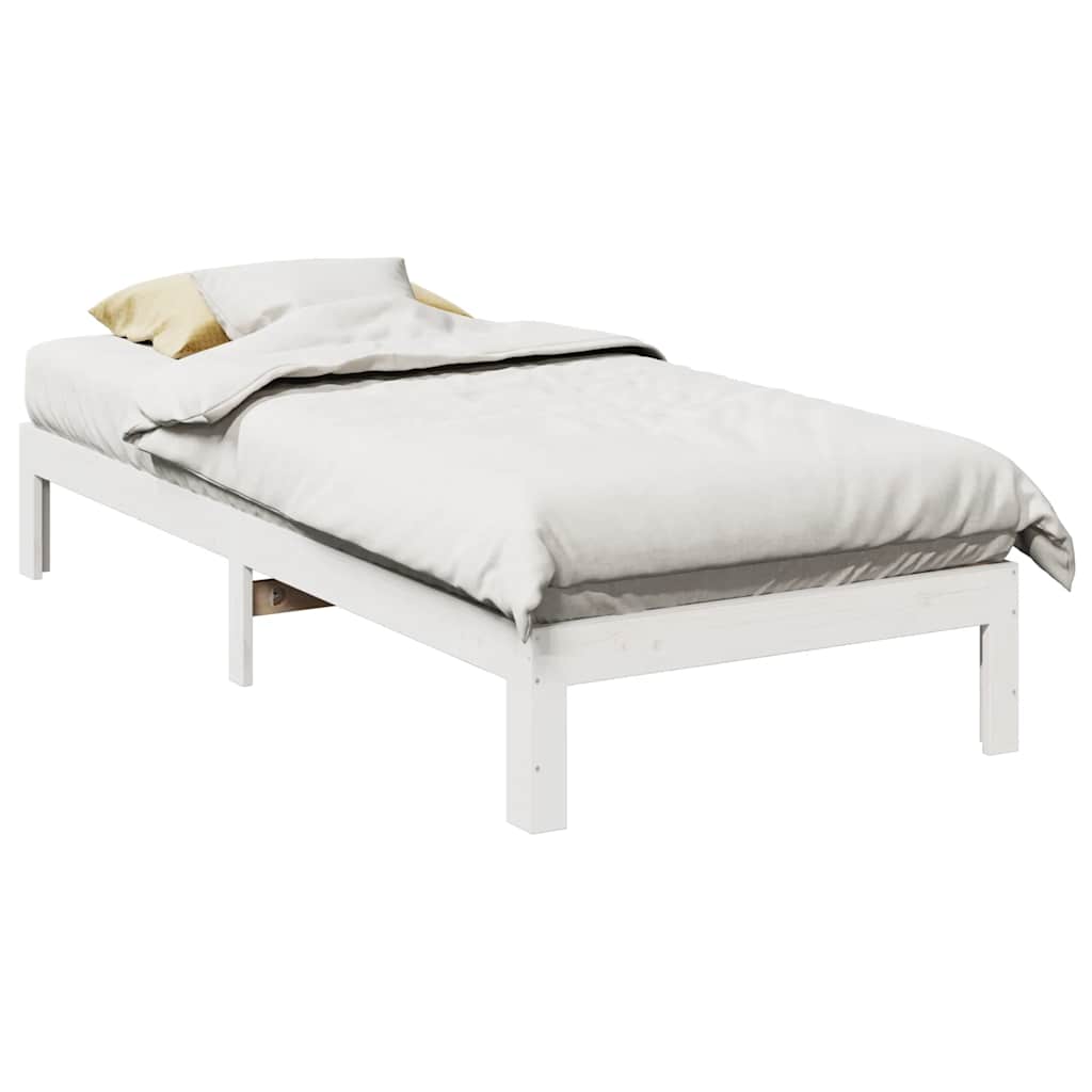 Cadre de lit sans matelas blanc 90x200 cm bois de pin massif - XIOS