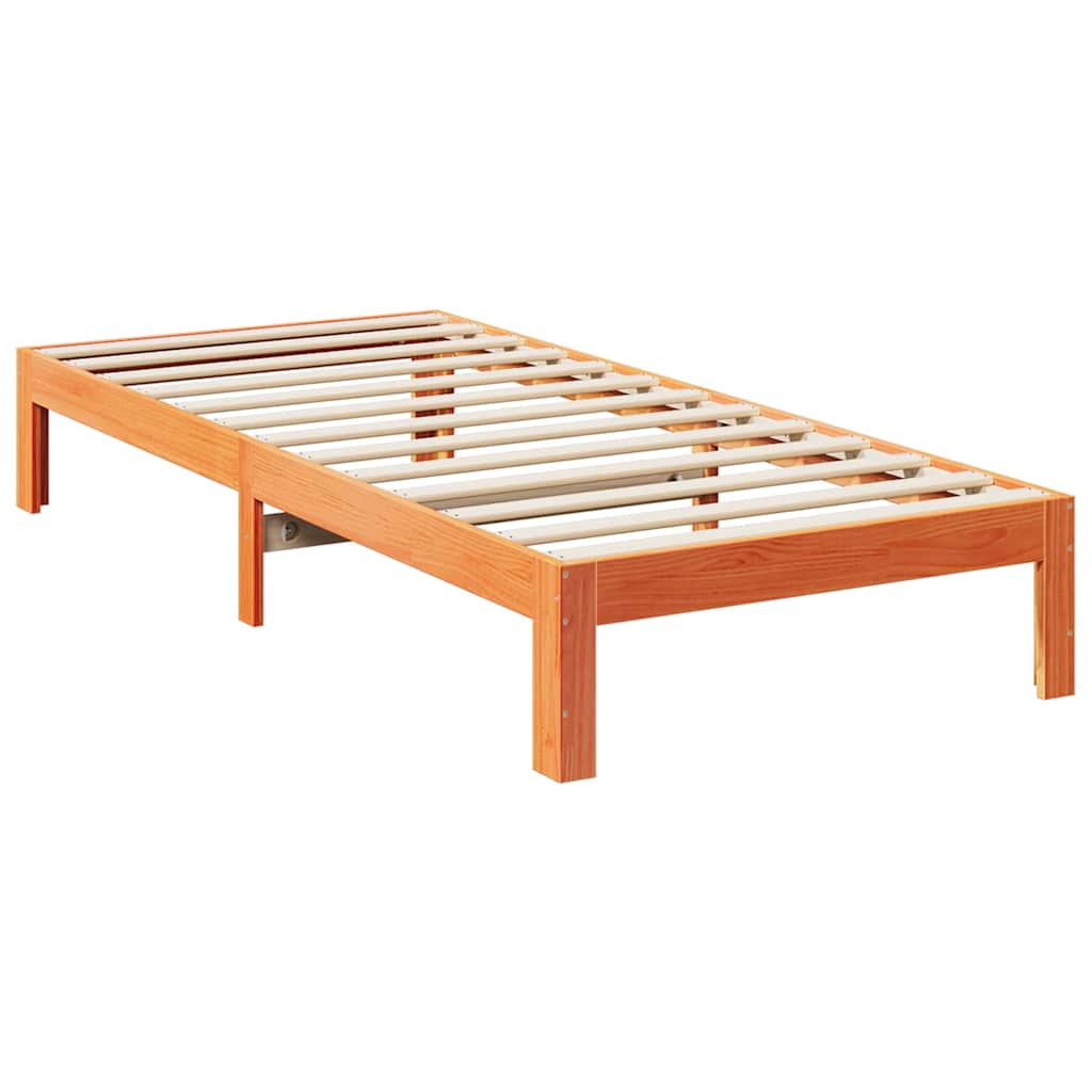 Cadre de lit sans matelas cire marron 90x200 cm bois pin massif - XIOS