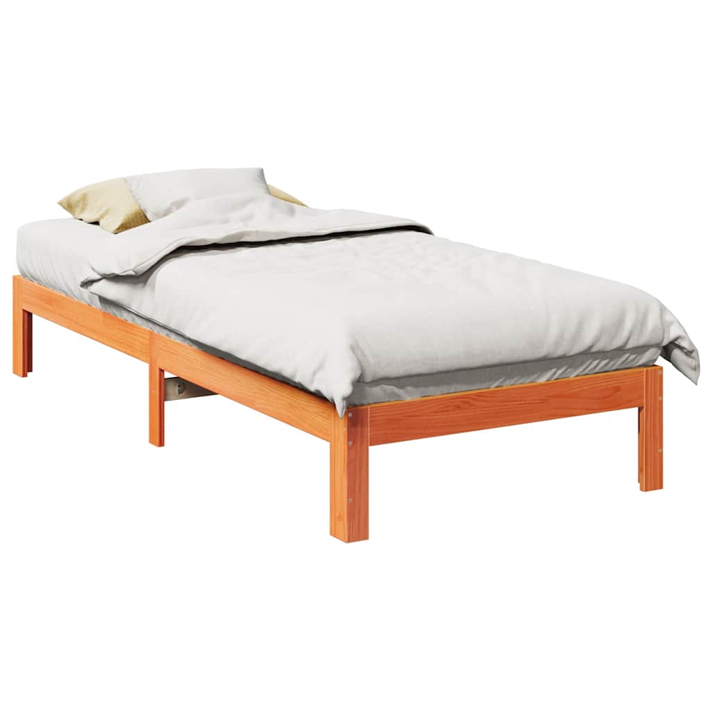 Cadre de lit sans matelas cire marron 90x200 cm bois pin massif - XIOS