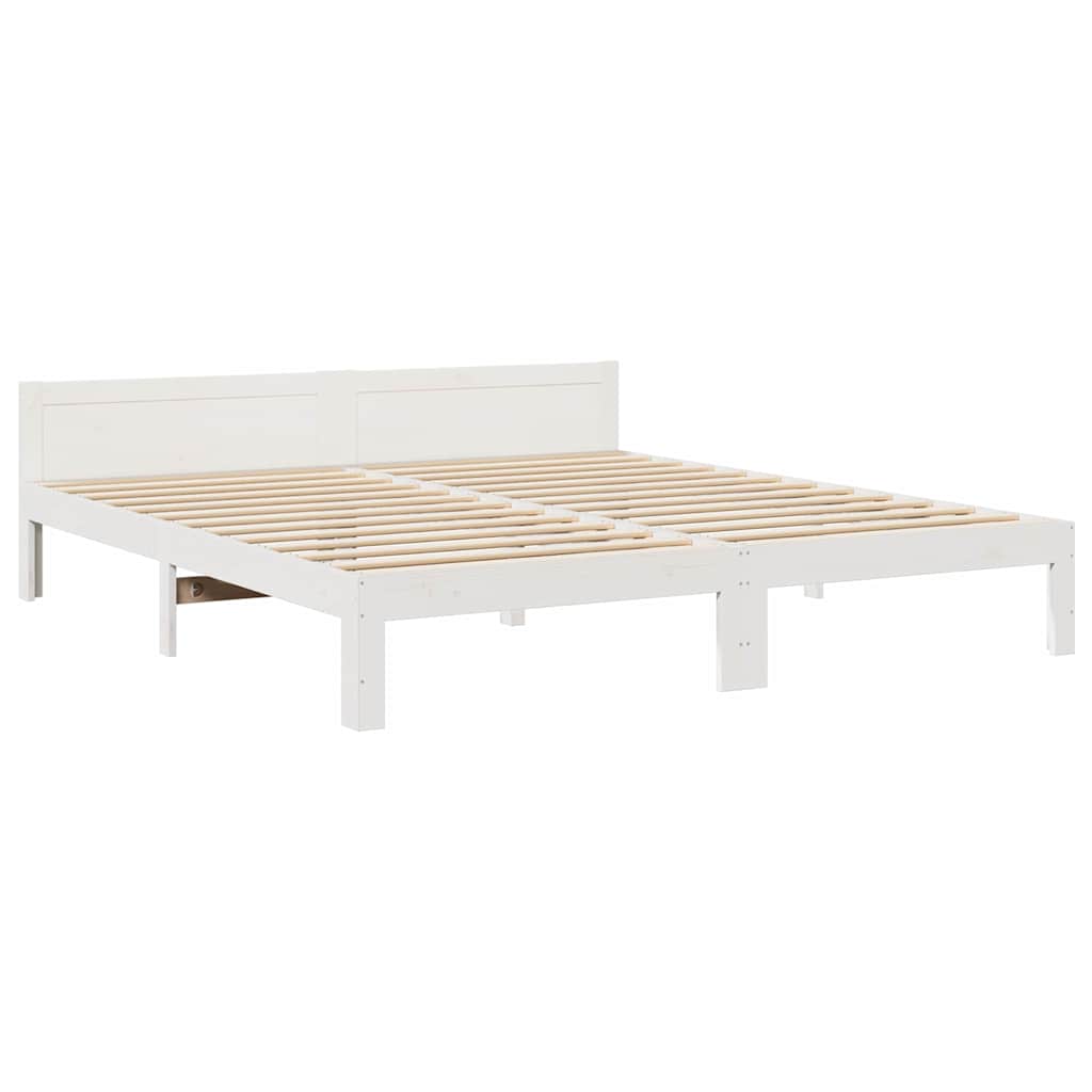 Cadre de lit sans matelas blanc 160x200 cm bois de pin massif - XIOS