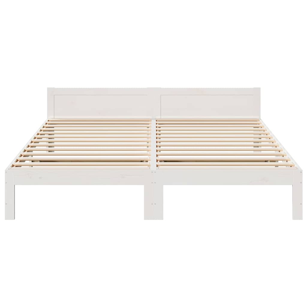 Cadre de lit sans matelas blanc 160x200 cm bois de pin massif - XIOS