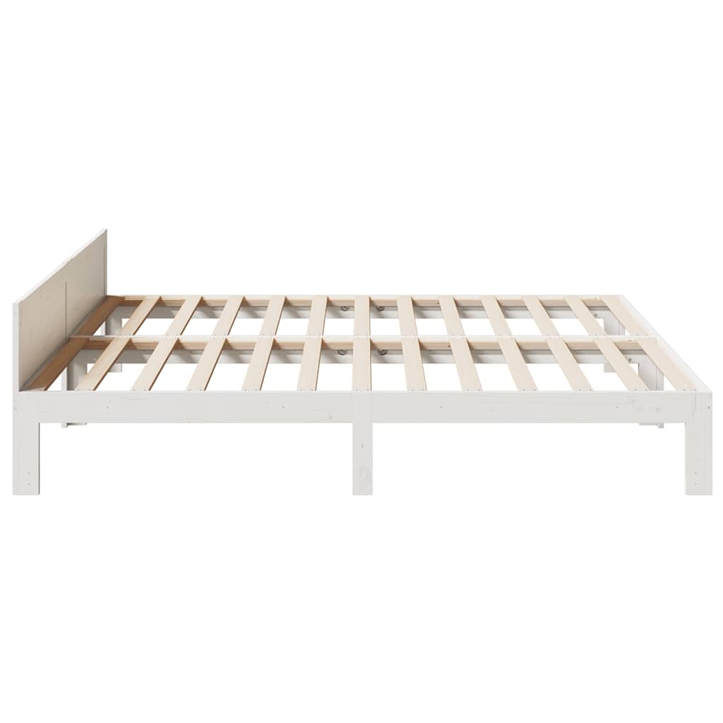 Cadre de lit sans matelas blanc 160x200 cm bois de pin massif - XIOS