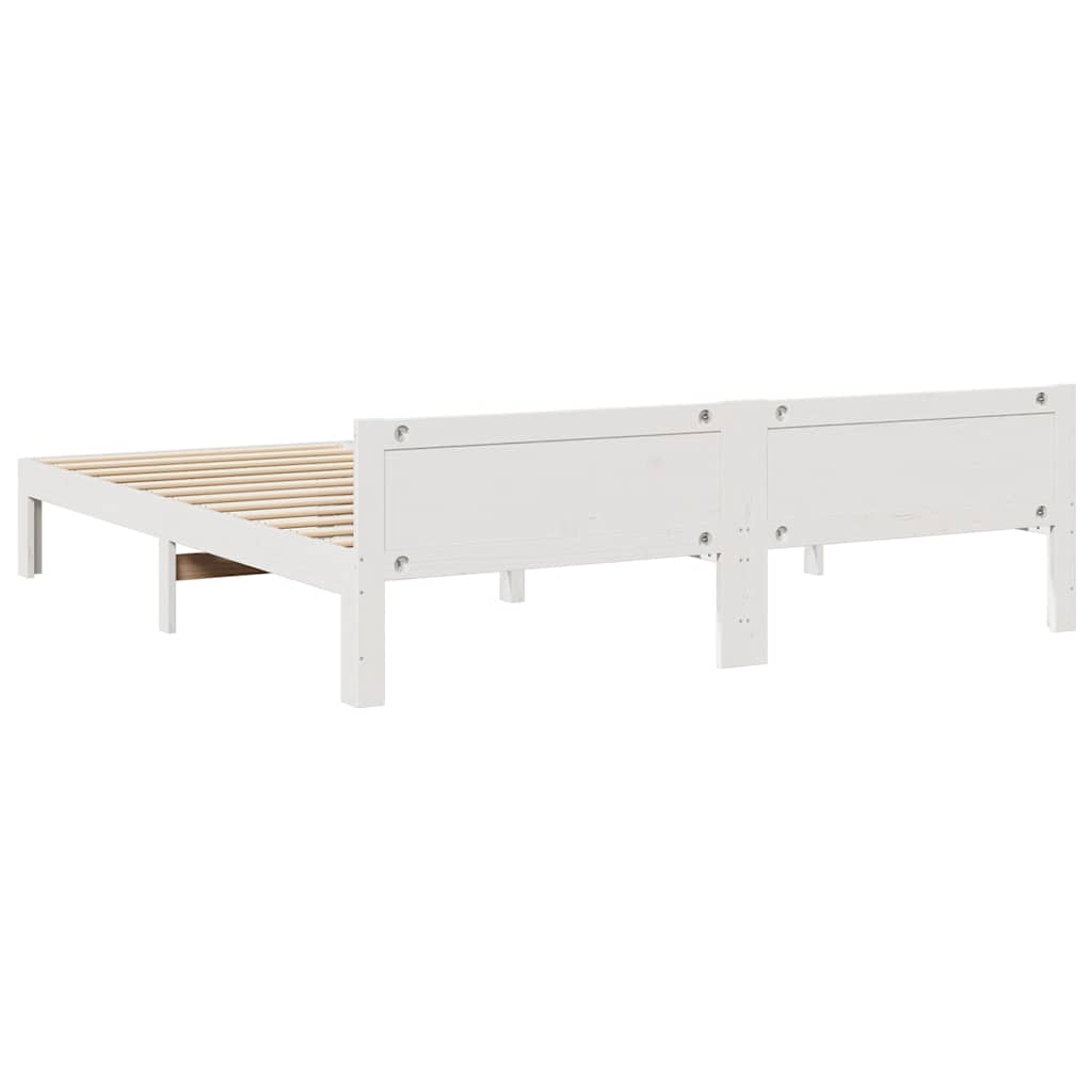 Cadre de lit sans matelas blanc 160x200 cm bois de pin massif - XIOS