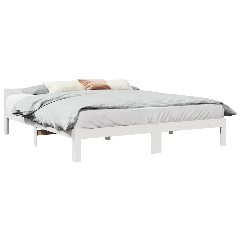Cadre de lit sans matelas blanc 160x200 cm bois de pin massif - XIOS