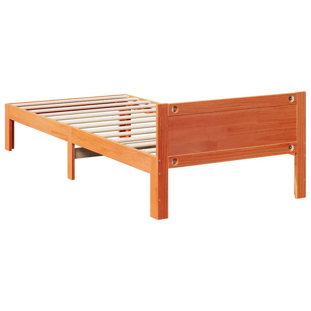 Cadre de lit sans matelas cire marron 90x200 cm bois pin massif