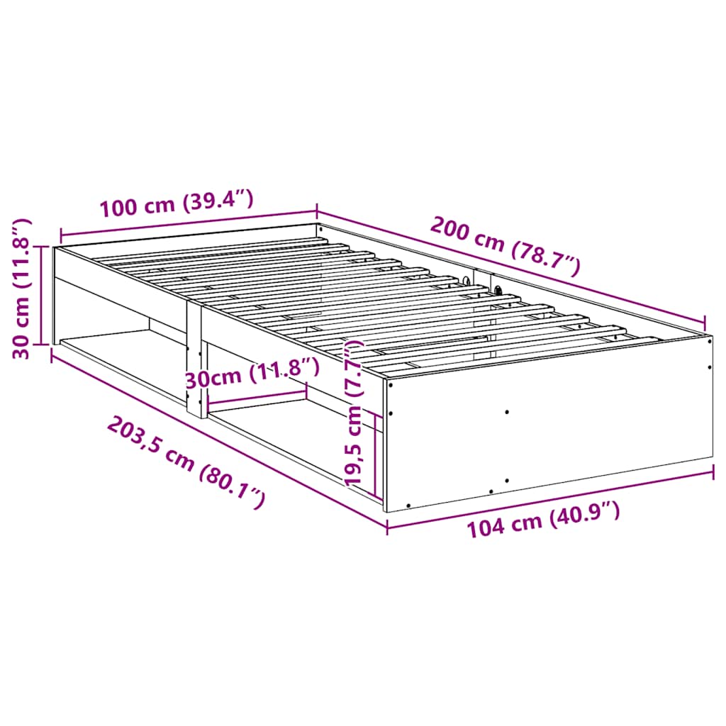 Lit de jour sans matelas 100x200 cm bois de pin massif - XIOS