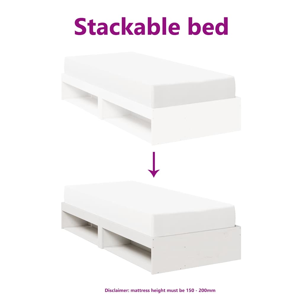 Lit de jour sans matelas blanc 100x200 cm bois de pin massif - XIOS