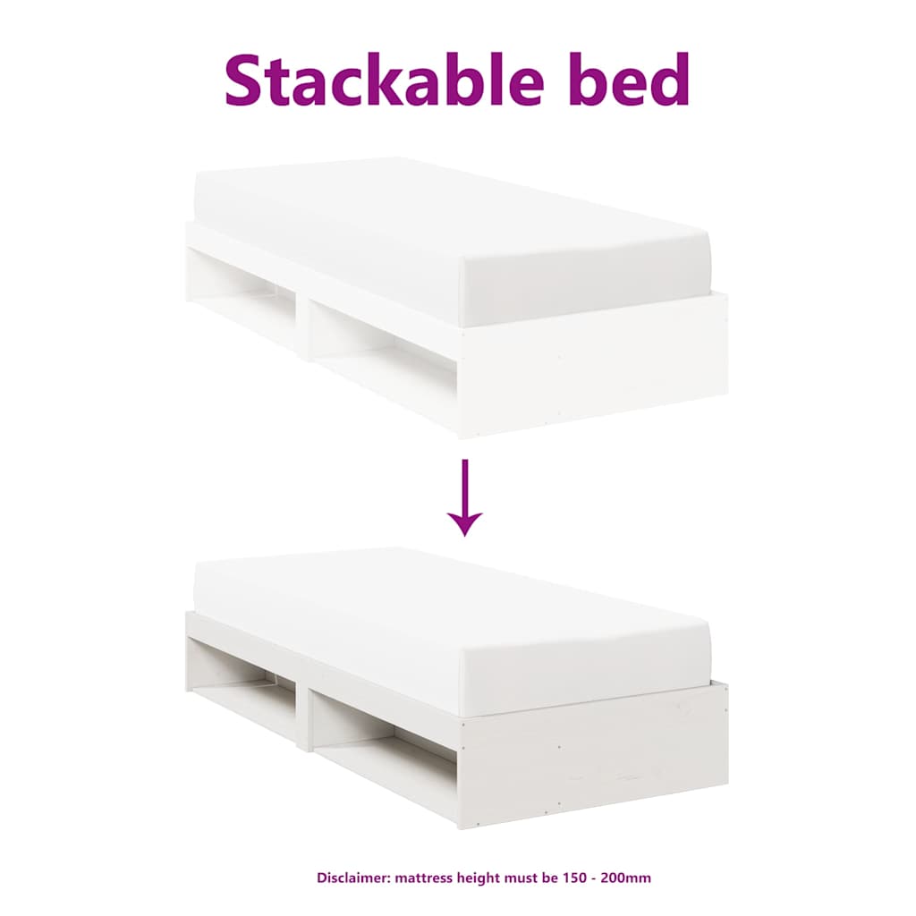 Lit de jour sans matelas blanc 75x190 cm bois de pin massif - XIOS
