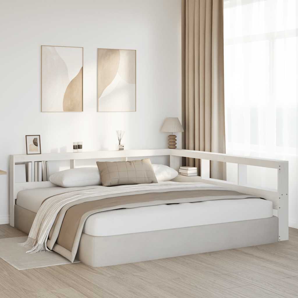 Tête de lit de bibliothèque en forme de L bois massif de pin - XIOS