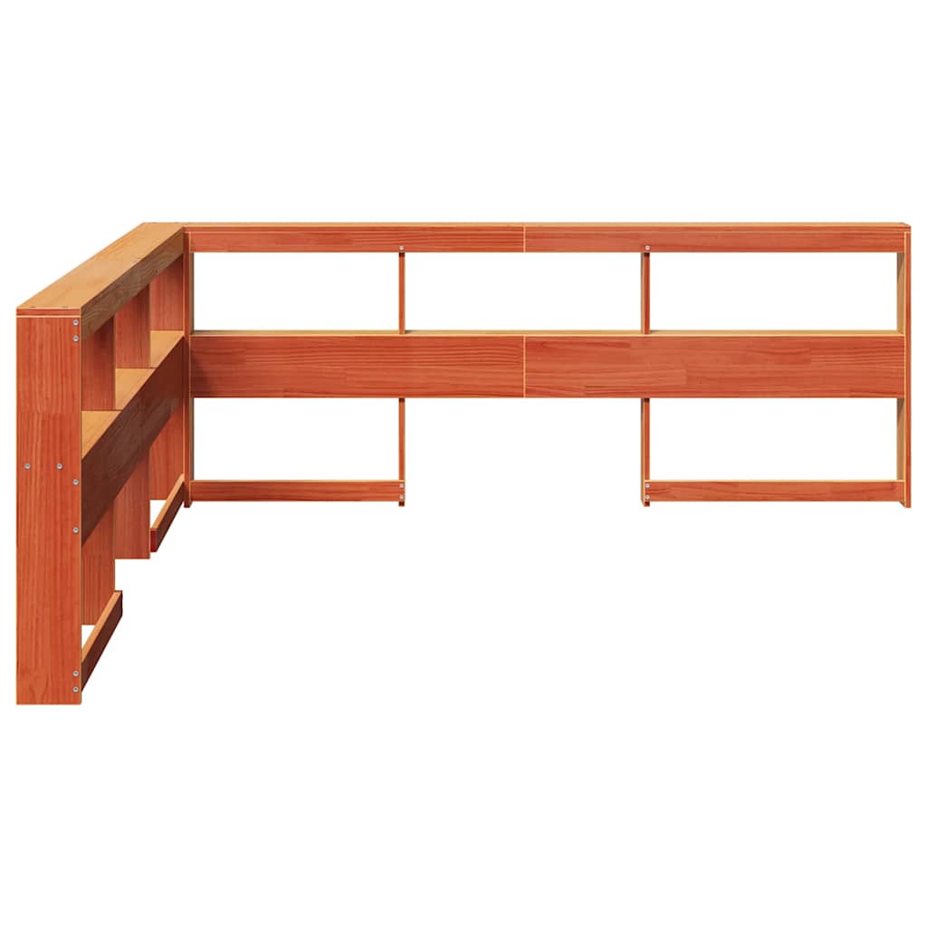 Tête de lit de bibliothèque en forme de L bois massif de pin - XIOS