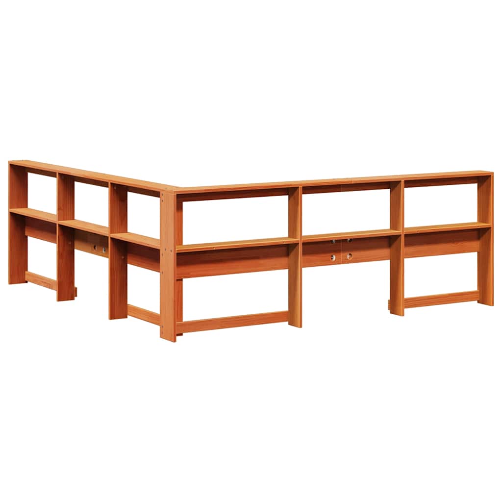 Tête de lit de bibliothèque en forme de L bois massif de pin - XIOS